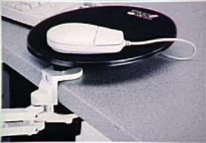 Ergo Rest Mouse Arm Ivory Mounted on 1&quot Clamp Arm Support 
Mouse Pad Color-  Black Blue Red