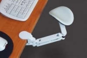 Single Arm Support Ivory w/ 2&quot Clamp & 5&quot Forearm 
Pad Color- Ivory Black Brown Blue Red
