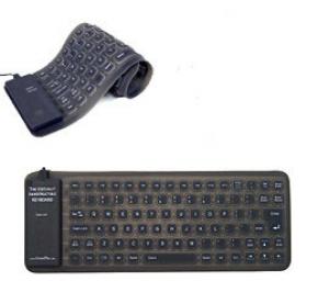 Flexible Foldable Mini Keyboard USB w/PS2 Adapter Black