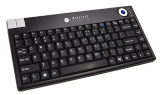 Mini Wireless Radio Frequency Keyboard 100' w/Trackball USB Black