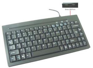 Mini Keyboard USB Silver Black w/2 USB Ports