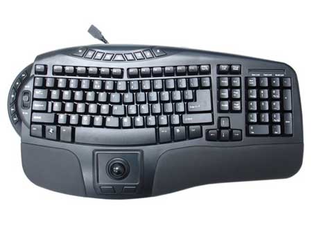 Ergonomic Multimedia Keyboard with Optical Trackball