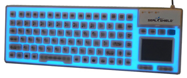 Water Resistant Antimicrobial Illuminated Keyboard with Touchpad
