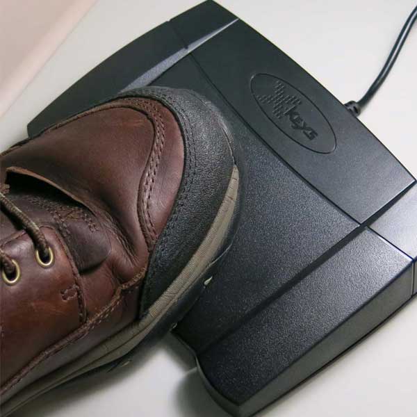 X-Keys Programmable Foot Pedal in use