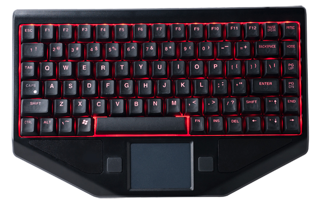 Water Resistant Splash Proof Mini Keyboard with Backlighting and Touchpad