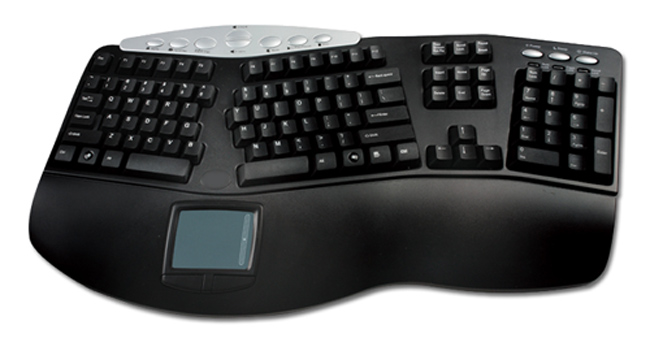 Ergonomic Multimedia Keyboard with Touchpad
