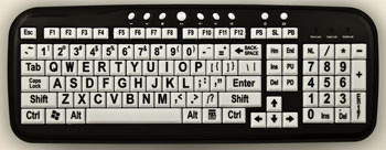 Large Print White Key with Black Print Keyboard