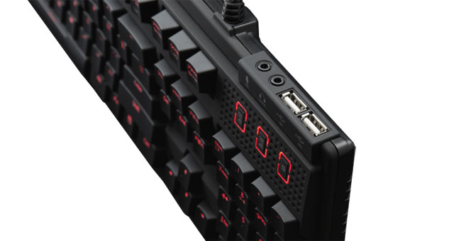 Rear Ports on Gaming Keyboard with Red Cherry