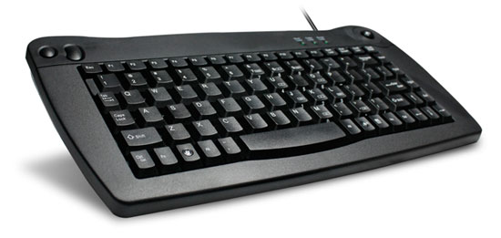 Side view Mini keyboard with Trackball