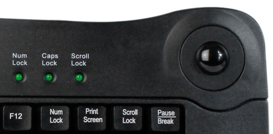 Trackball view of Mini Keyboard