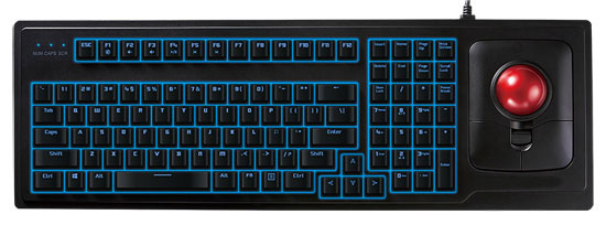 Large Trackball Illuminated Keyboard