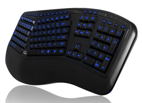3 Color Illuminated Large Print ergonomic keyboard