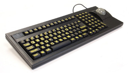 side view Large Print Keyboard with Large Trackball