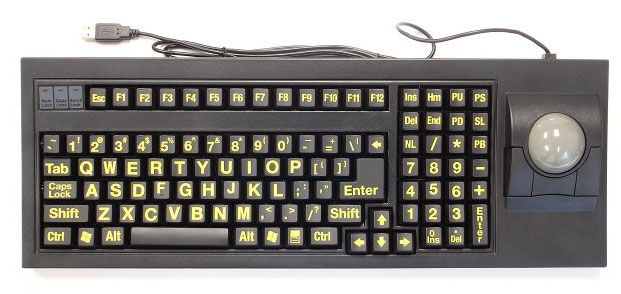 Large Print Keyboard with Large Trackball